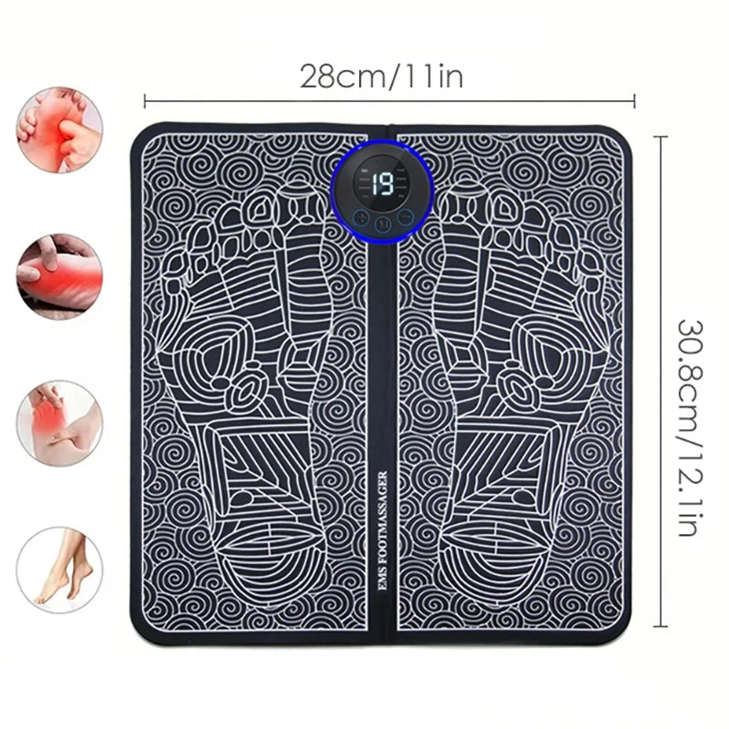 EMS Foot Massage Mat - Multi-Frequency Stimulation with 8 Zone