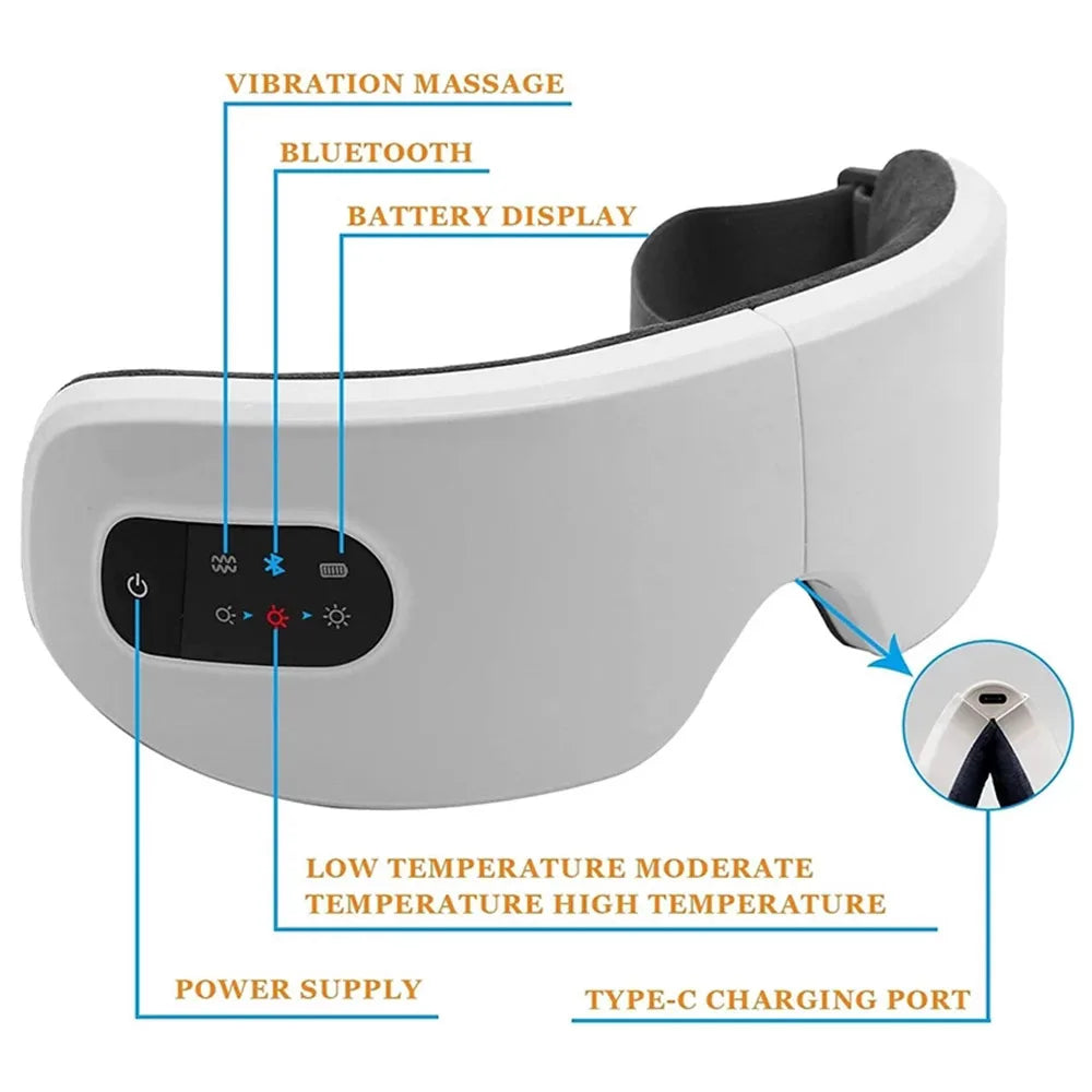 Smart  Electric Eye Massager Air Pressure Hot Compress Massage Glasses